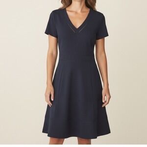 KARL LAGERFELD Navy Blue Knit Fit & Flare Dress Women's Size S Party Occasion‎